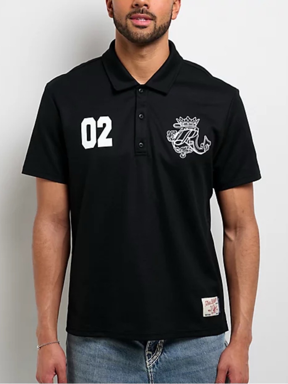 True Religion Logo Crest Sport Black Polo Shirt